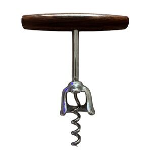 Vintage Mid Century Corkscrew Barware Walnut Wood Handle Wine Germany